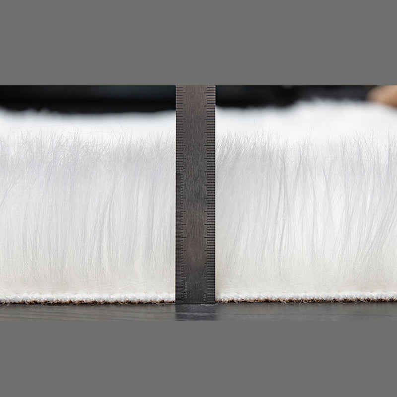 White Living Room Carpet Polyester Solid Color Area Rug Anti-Slip Backing Indoor Rug