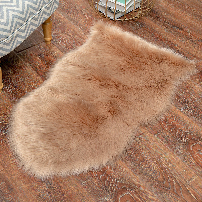White Living Room Carpet Polyester Solid Color Area Rug Anti-Slip Backing Indoor Rug