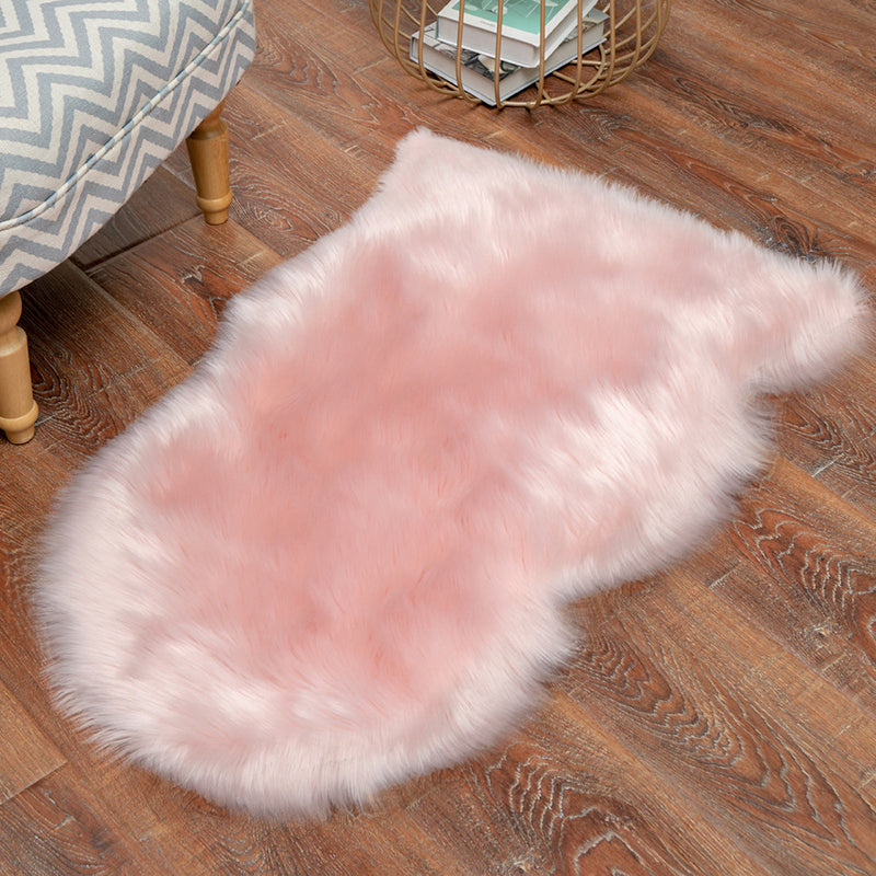 White Living Room Carpet Polyester Solid Color Area Rug Anti-Slip Backing Indoor Rug