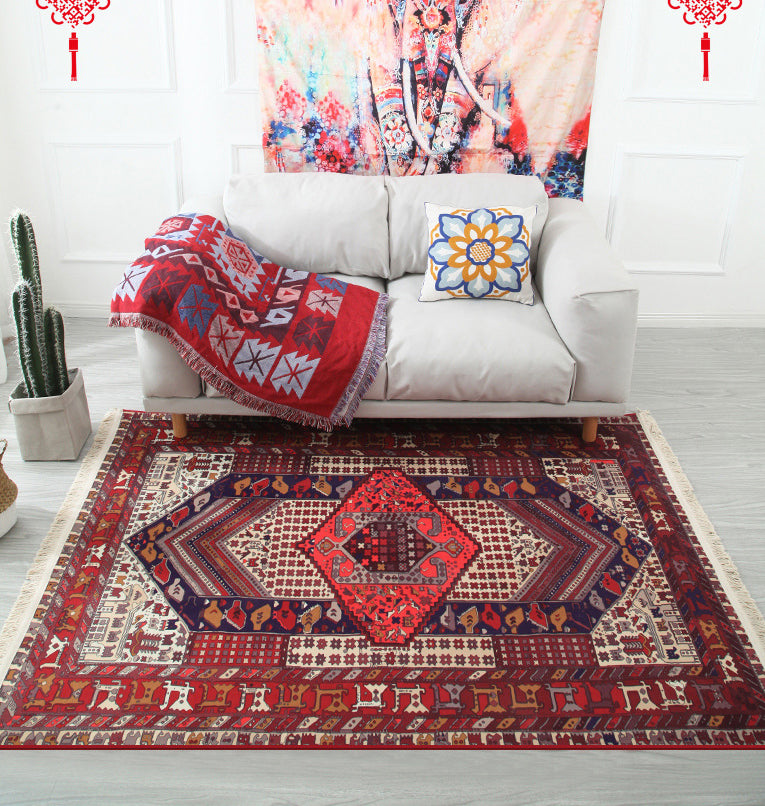 Boheems gebied tapijt polyester medaillon print binnen tapijt vlek resistent tapijt voor woonkamer