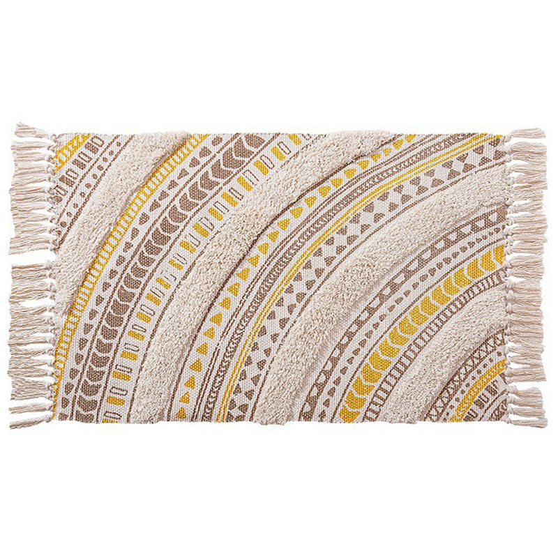 Tapis de motif americana jaune polyester le tapis de frange bohème de la zone de frange pour décoration intérieure