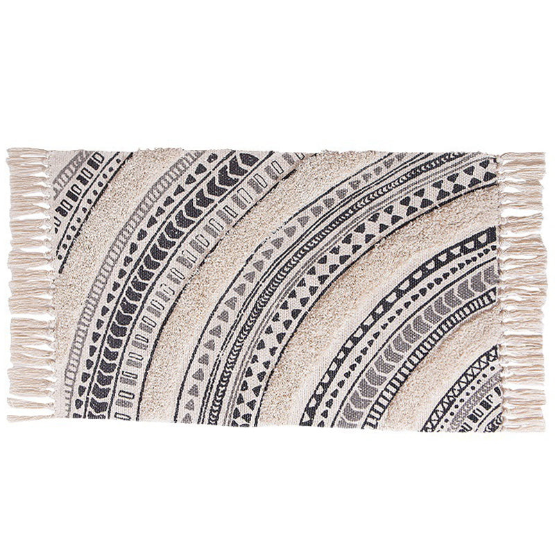 Tapis de motif americana jaune polyester le tapis de frange bohème de la zone de frange pour décoration intérieure