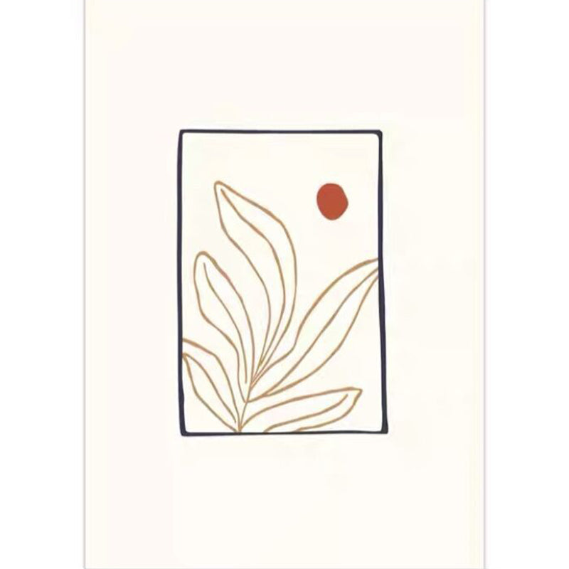 Beige Living Room Carpet Modern Plant Pattern Area Rug Polyester Non-Slip Backing Rug