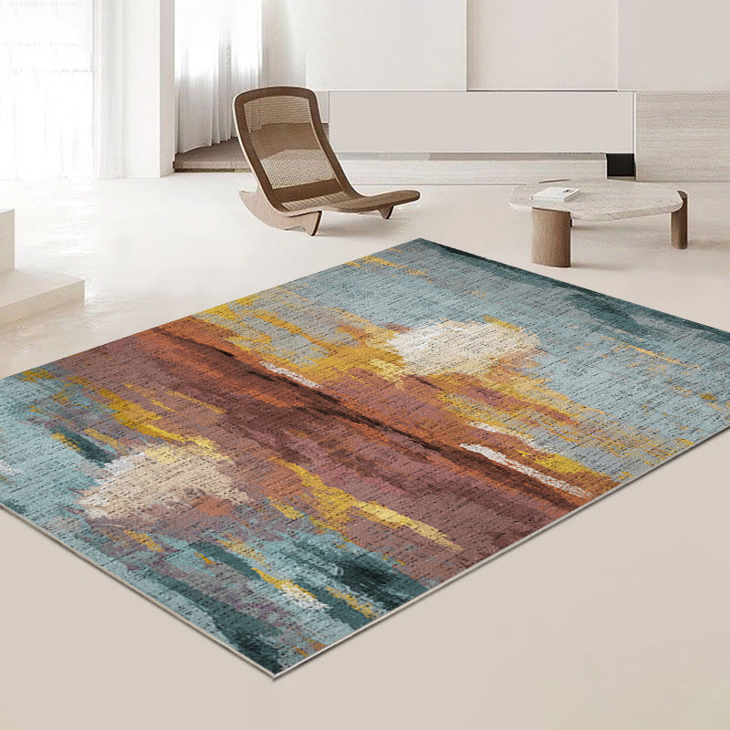 Modern Abstract Pattern Carpet Grey Polyester Rug Anti-Slip Area Rug for Home Decor