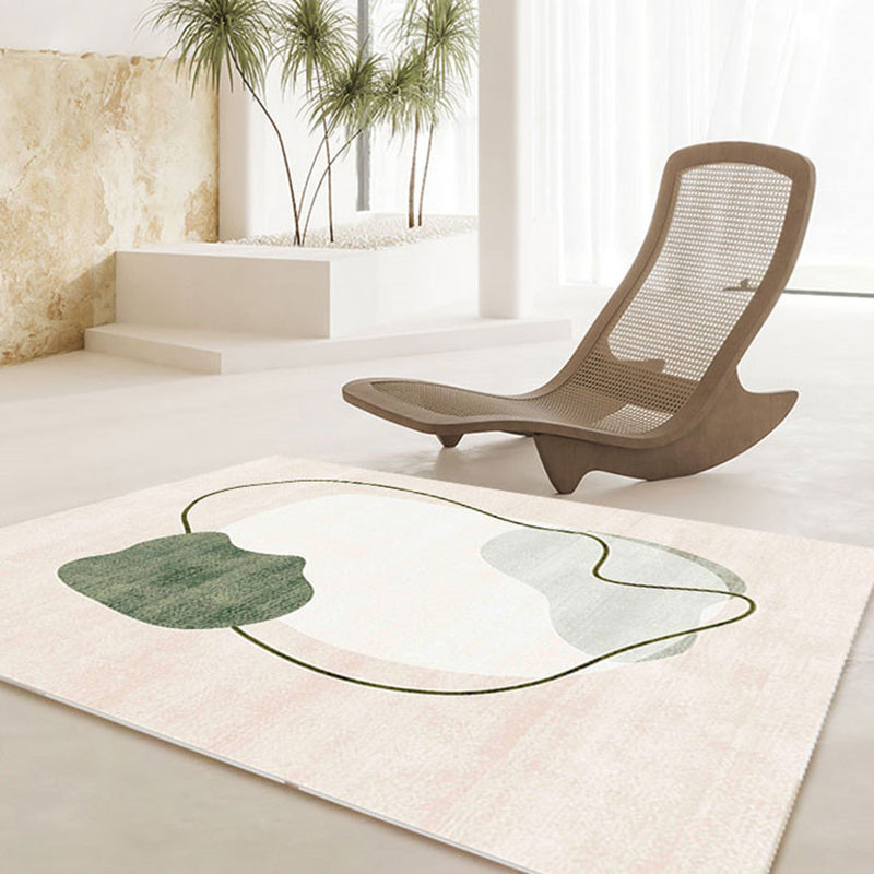 Beige Abstract Print Carpet Polyester Modern Area Rug Non-Slip Rug for Living Room