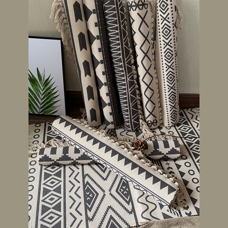 Bohemian Carpet Americana Print Cotton Blend Rug Fringe Area Carpet for Home Decoration