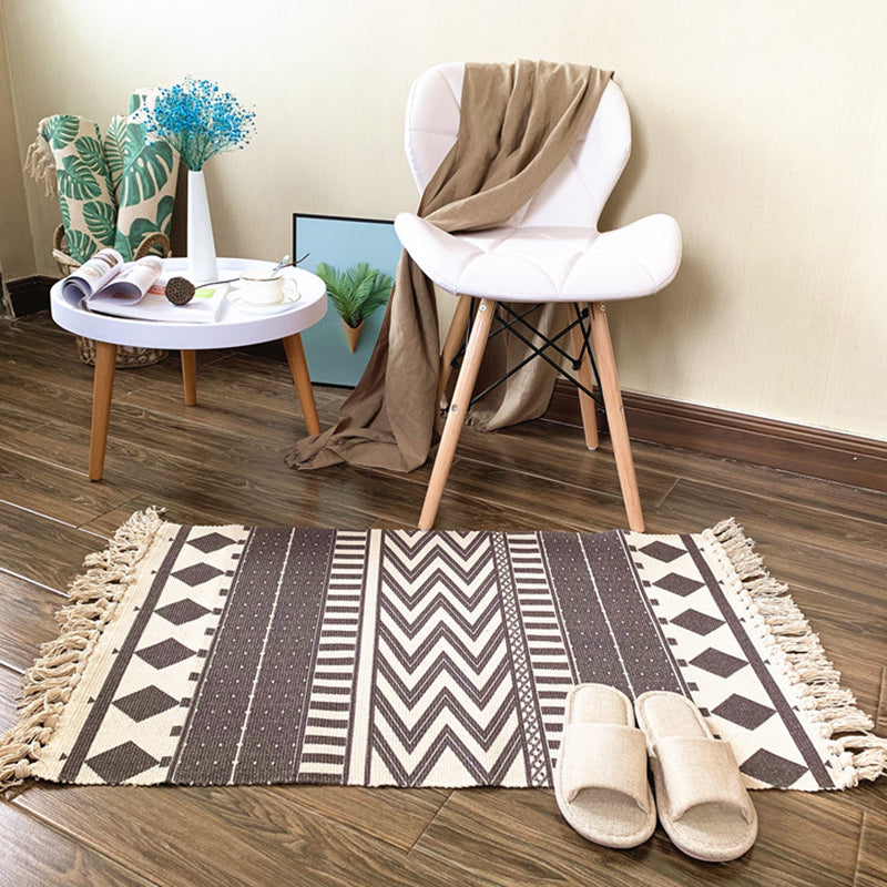 Bohemian Carpet Americana Print Cotton Blend Rug Fringe Area Carpet for Home Decoration