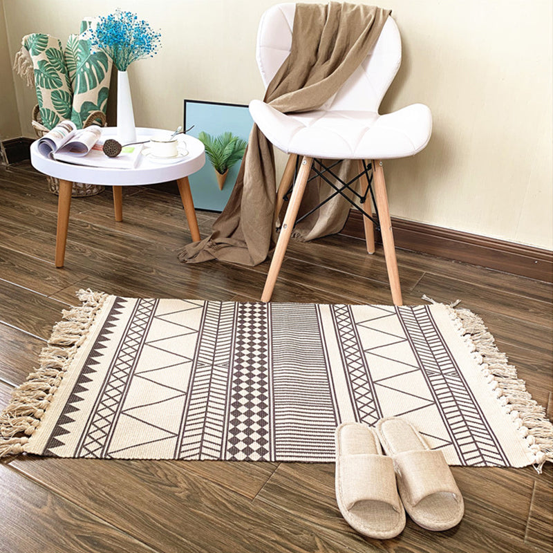 Bohemian Carpet Americana Print Cotton Blend Rug Fringe Area Carpet for Home Decoration