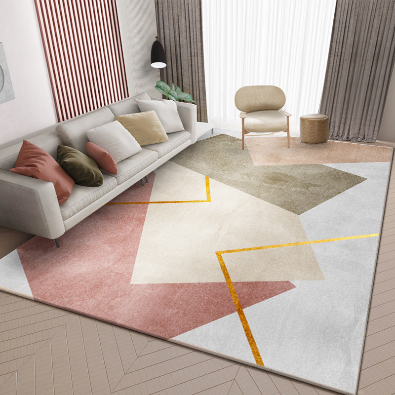 Luxury Geometry Print Carpet Polyester Rug Non-Slip Backing Area Rug for Home Decoration