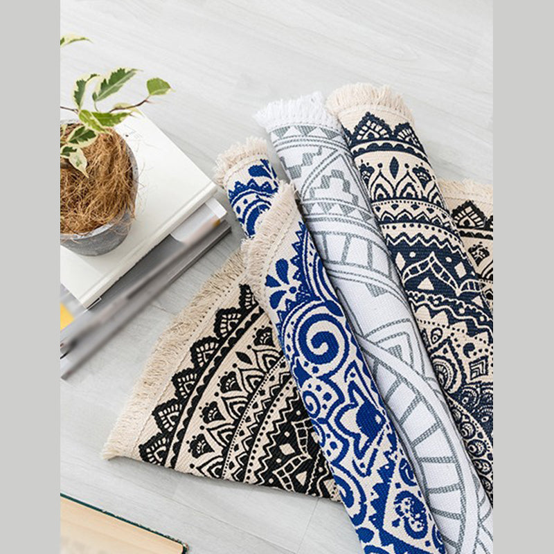 Tapis de motif noir Polyester Bohemian Area Rapis Fringe Fringe Forg Intérieur pour décoration domestique