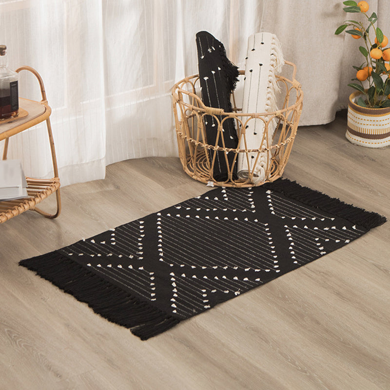 Victoria Living Room Carpet Americana Pattern Area Tapis Coton Blend Fringe Indoor tapis