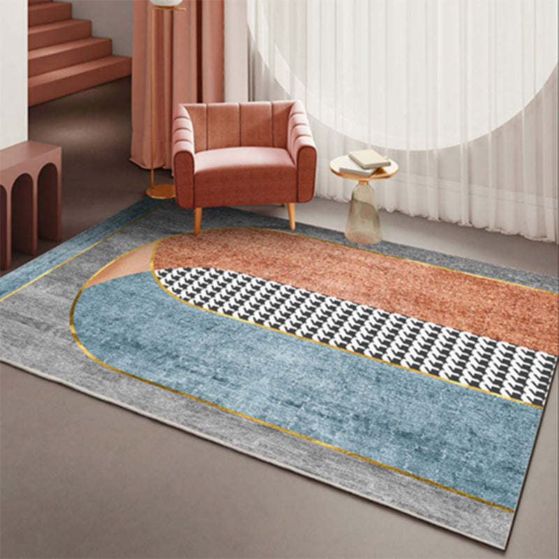 Glam Houndstooth Print Carpet Polyester Area Rug Non-Slip Backing Indoor Carpet for Living Room