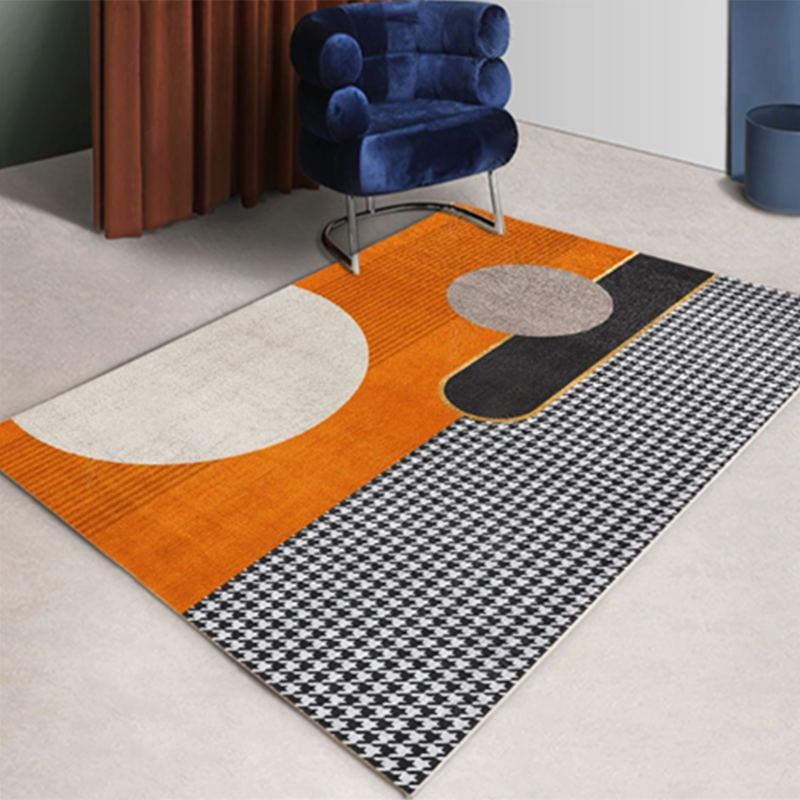 Glam Houndstooth Print Carpet Polyester Area Rug Non-Slip Backing Indoor Carpet for Living Room