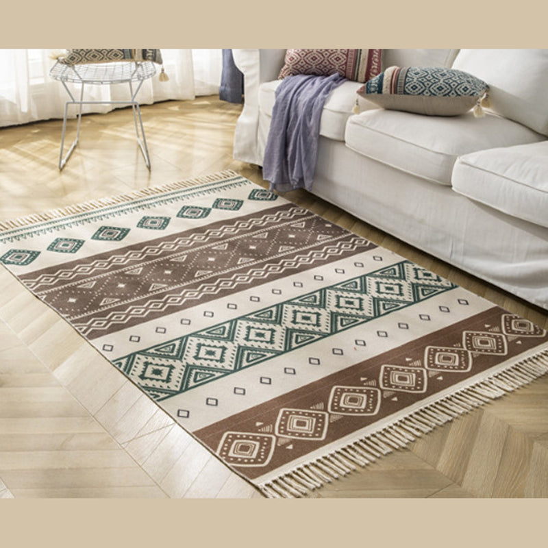 Vintage Americana Printed Teppich Baumwollmischung Teppich Bohemian Fringe Innen Teppich für Wohnkultur