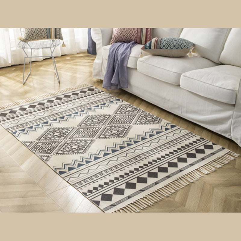 Vintage Americana Printed Teppich Baumwollmischung Teppich Bohemian Fringe Innen Teppich für Wohnkultur