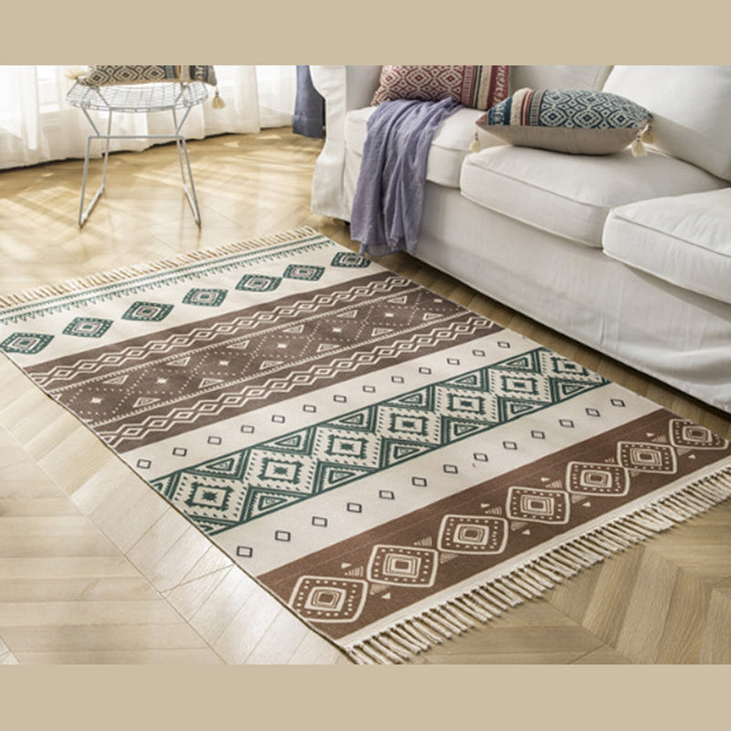 Vintage Americana Printed Teppich Baumwollmischung Teppich Bohemian Fringe Innen Teppich für Wohnkultur
