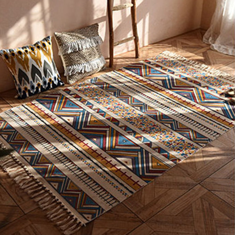 Vintage Americana Printed Teppich Baumwollmischung Teppich Bohemian Fringe Innen Teppich für Wohnkultur