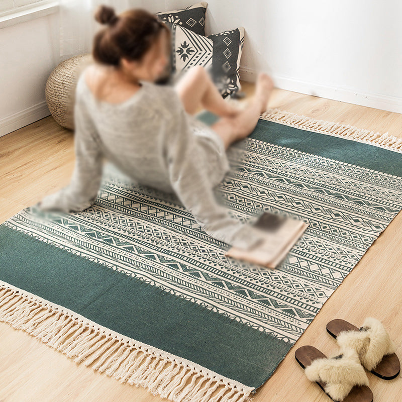 Fancy Bohemian Indoor tapis coton mélange Americana Print Area Tapis tapis Fringe pour décoration domestique