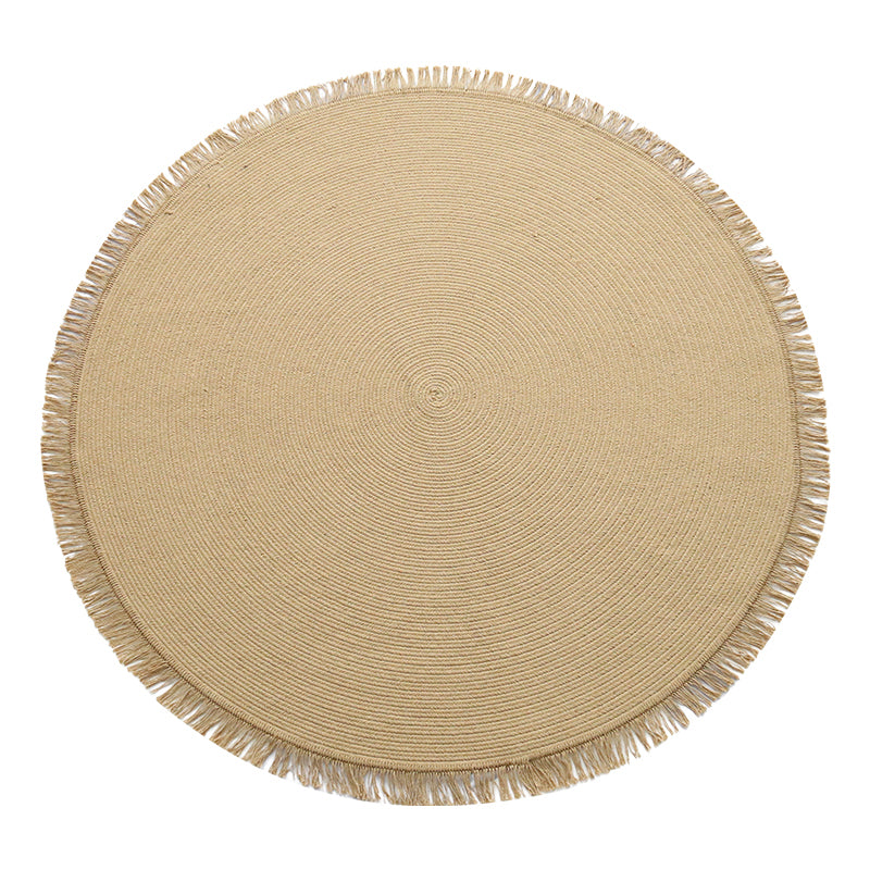 Tapis rond au tapis rond Couleur solide moderne Coton Mélangez tapis pour le salon