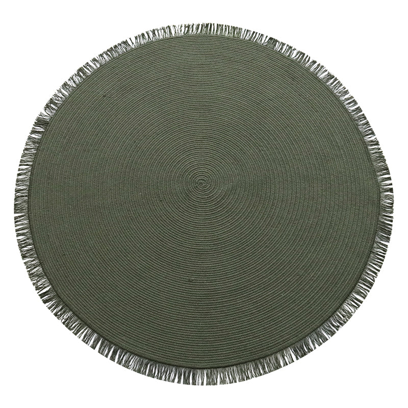 Tapis rond au tapis rond Couleur solide moderne Coton Mélangez tapis pour le salon