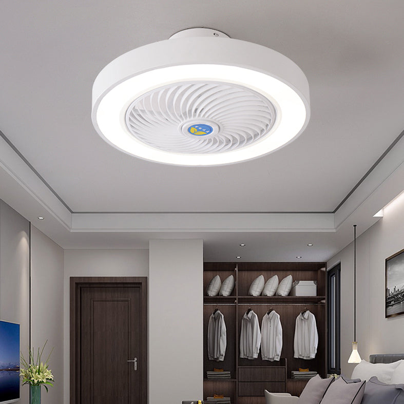 Trommeldecke Lüfter Licht Nordic Metall LED Schlafzimmer Halbflush Licht mit Fernbedienung