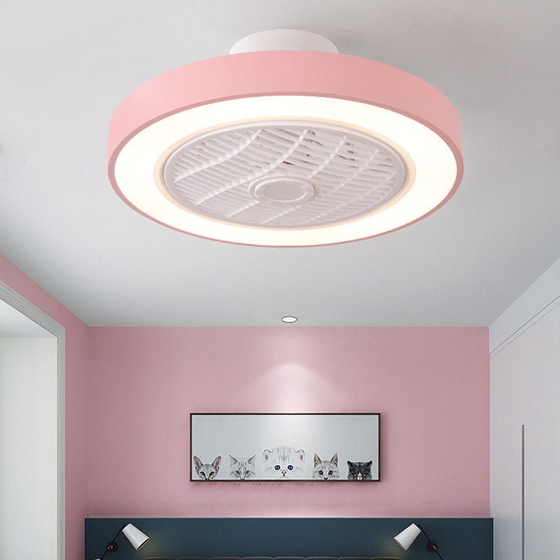 Trommeldecke Lüfter Licht Nordic Metall LED Schlafzimmer Halbflush Licht mit Fernbedienung
