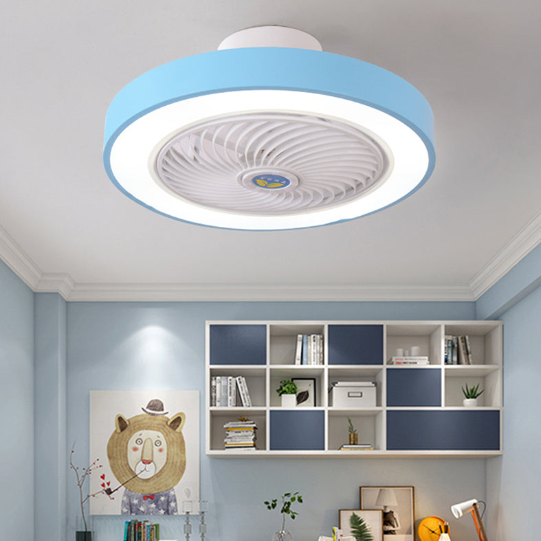 Trommeldecke Lüfter Licht Nordic Metall LED Schlafzimmer Halbflush Licht mit Fernbedienung