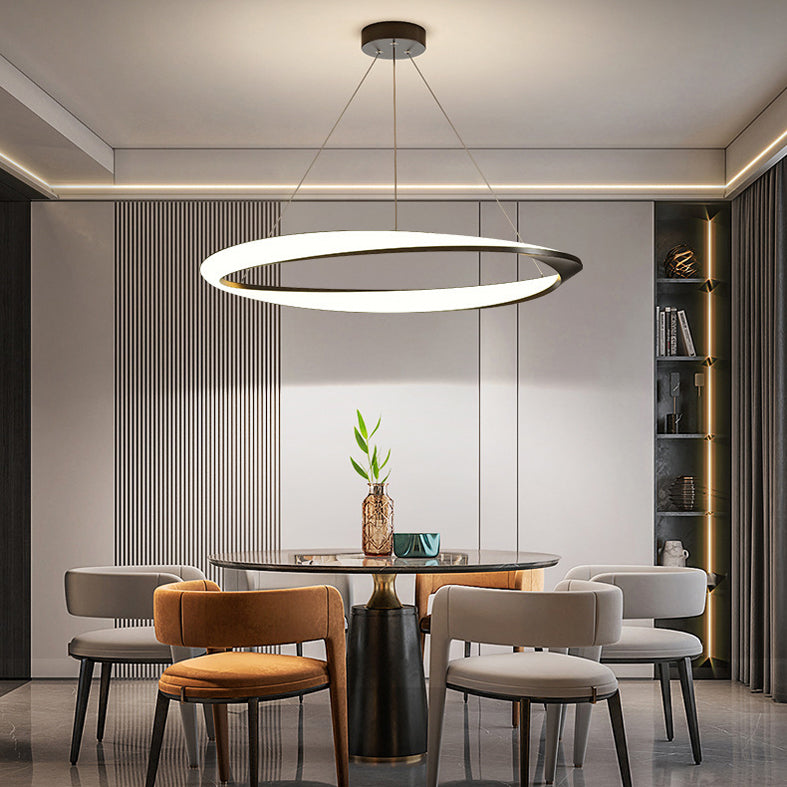 Modern Fashionable Linear LED Hanging Lamp Wrought Iron Indoor Pendant Light with Acrylic Shade