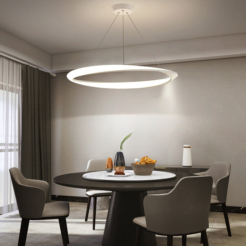 Modern Fashionable Linear LED Hanging Lamp Wrought Iron Indoor Pendant Light with Acrylic Shade