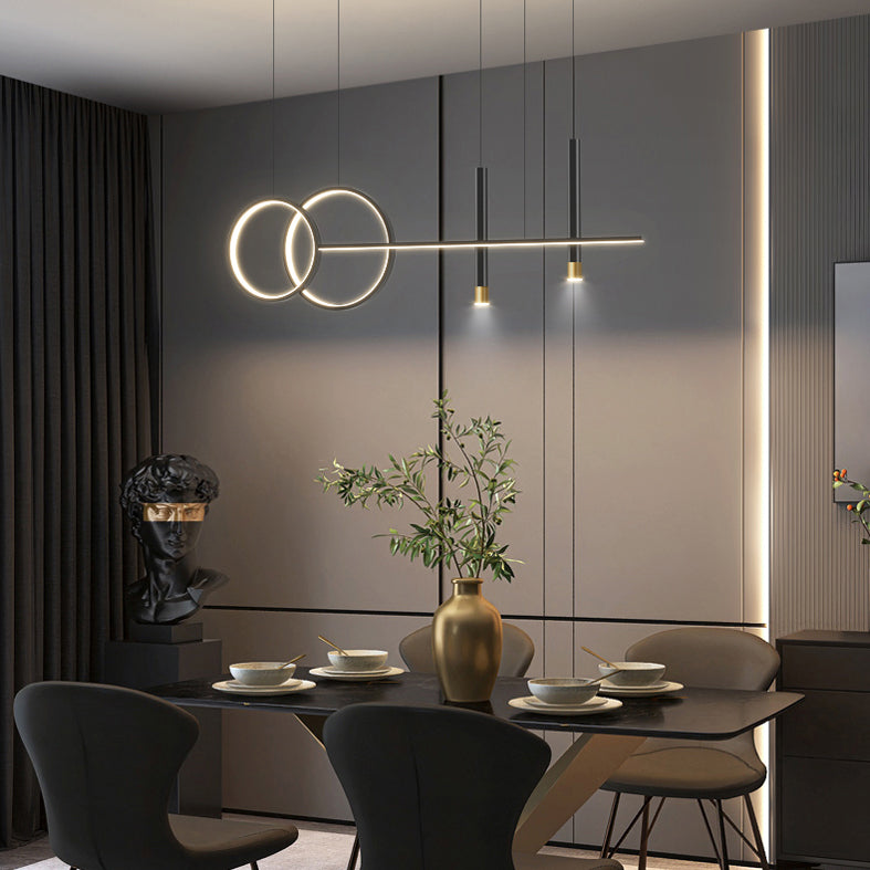 Lampada il lampadario in metallo lineare dell'illuminazione dell'isola a led moderna per sala da pranzo