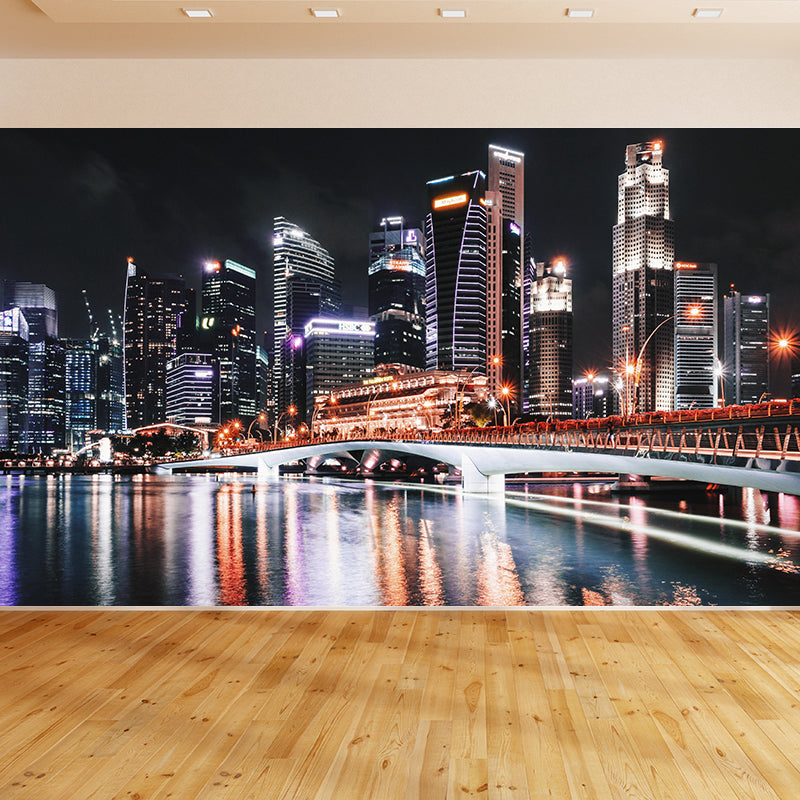 Contemporary Night Scene Mural Environment Friendly Wall Decor for House Interior