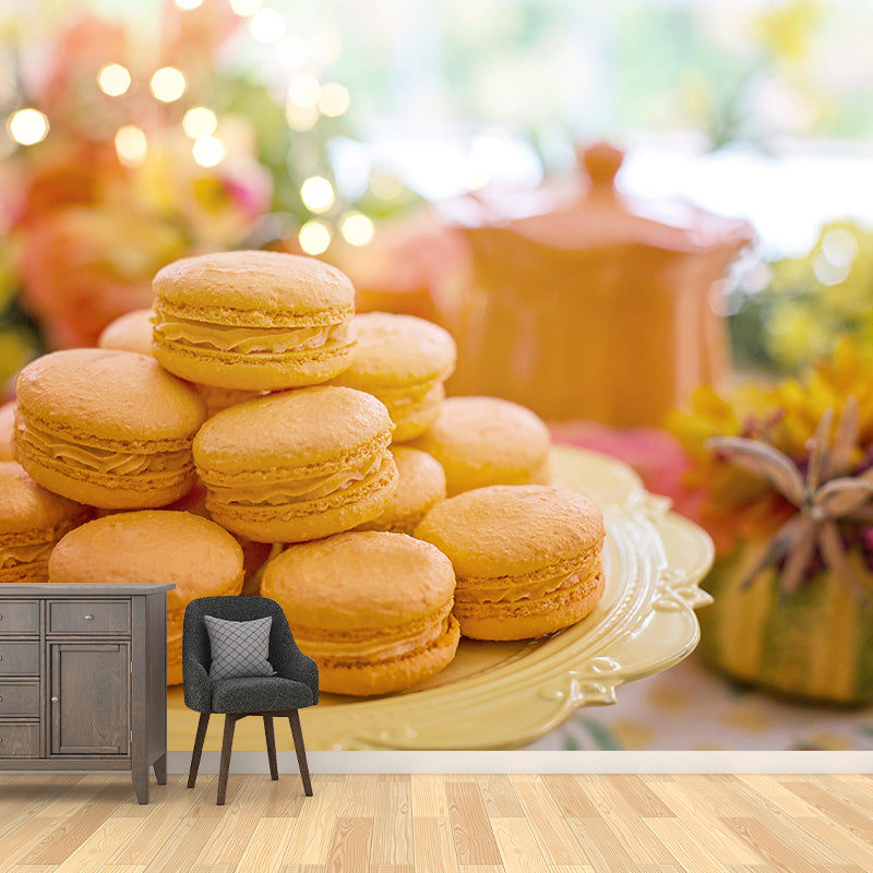 Heerlijke Macaron muurschildering behang zachte kleur hedendaagse wandbekleding voor dessertwinkel