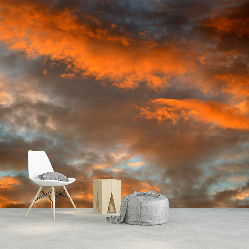 Contemporary Style Clean Sky and Cloud Mural Wall Covering for Living Room