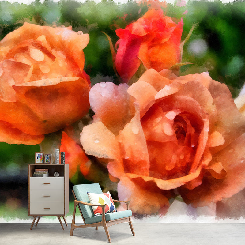 Papier peint Mural moderne à fleurs d'aquarelle, décoration murale personnalisée pour plafond, couleur Pastel