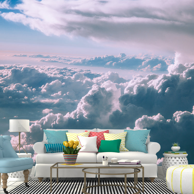 Blue Sky Mural Wallpaper with Cloud Modern Wall Decor for Sleeping Room