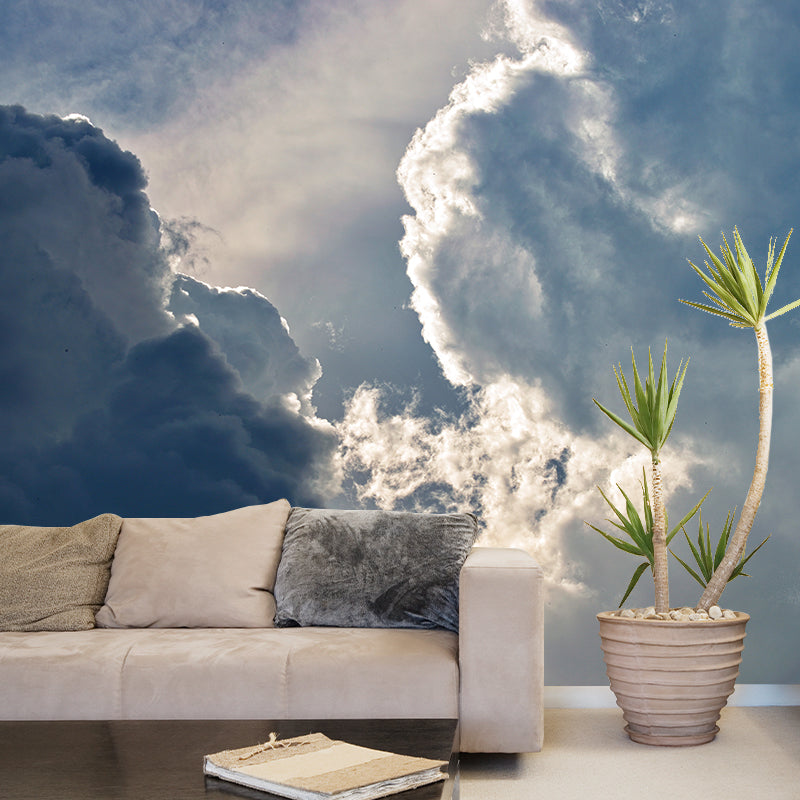 Blue Sky Mural Wallpaper with Cloud Modern Wall Decor for Sleeping Room