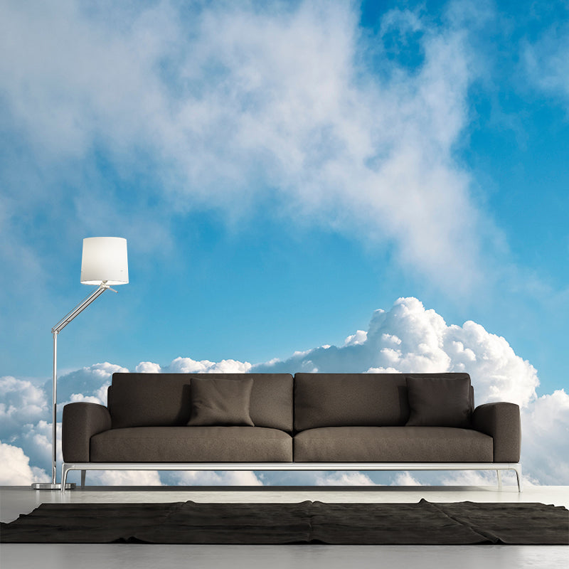 Blue Sky Mural Wallpaper with Cloud Modern Wall Decor for Sleeping Room