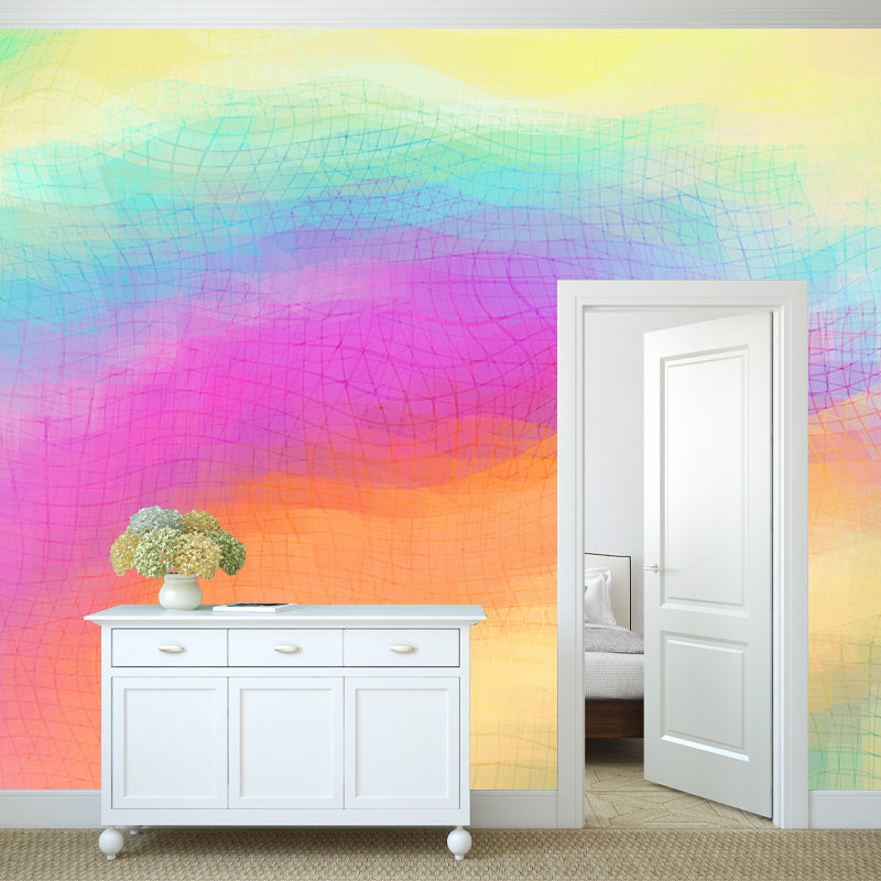 Kleurrijke aquarelbehang muurschildering abstracte moderne wanddecoratie voor slaapkamer
