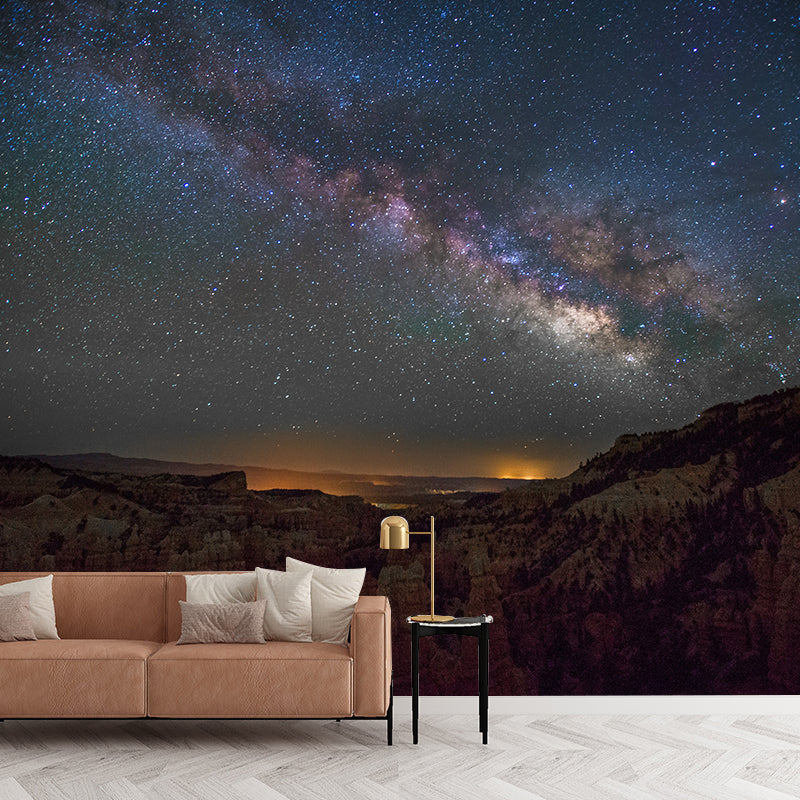 Contemporary Full Sky Landscape Wallpaper Mural Deep Space Wall Decor for Bedroom