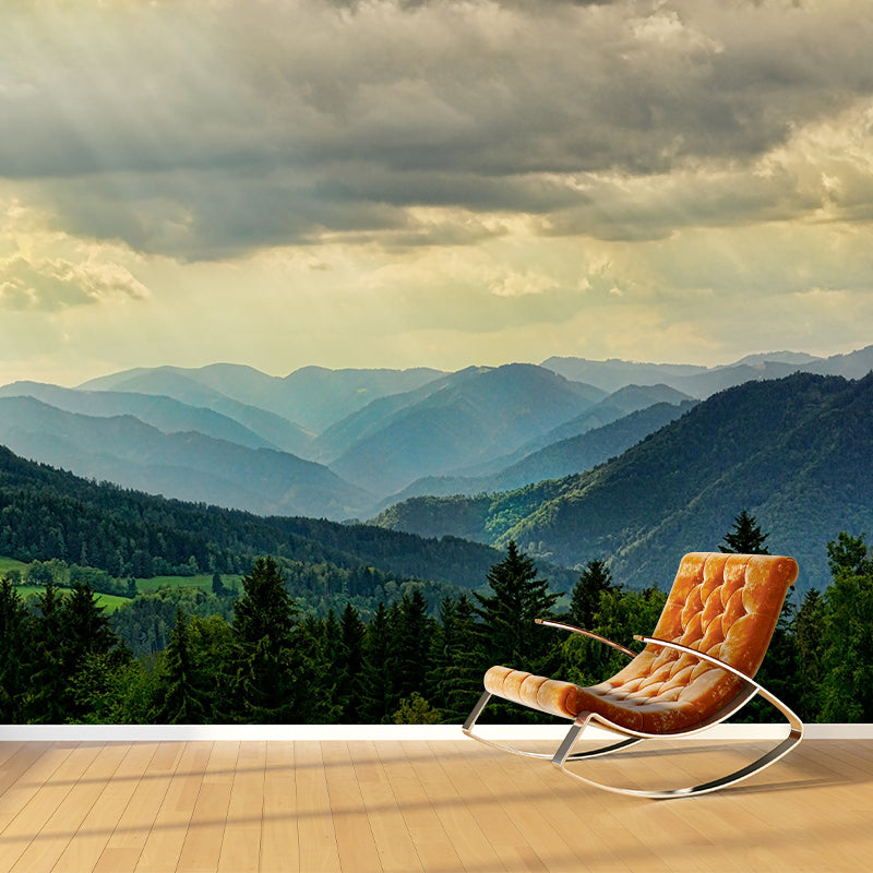 Photography View of Lake And Mountain Mural Wallpaper Modern Style Wall Covering for Living Room