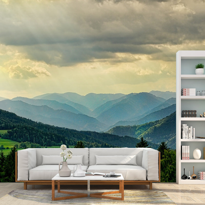 Photography View of Lake And Mountain Mural Wallpaper Modern Style Wall Covering for Living Room