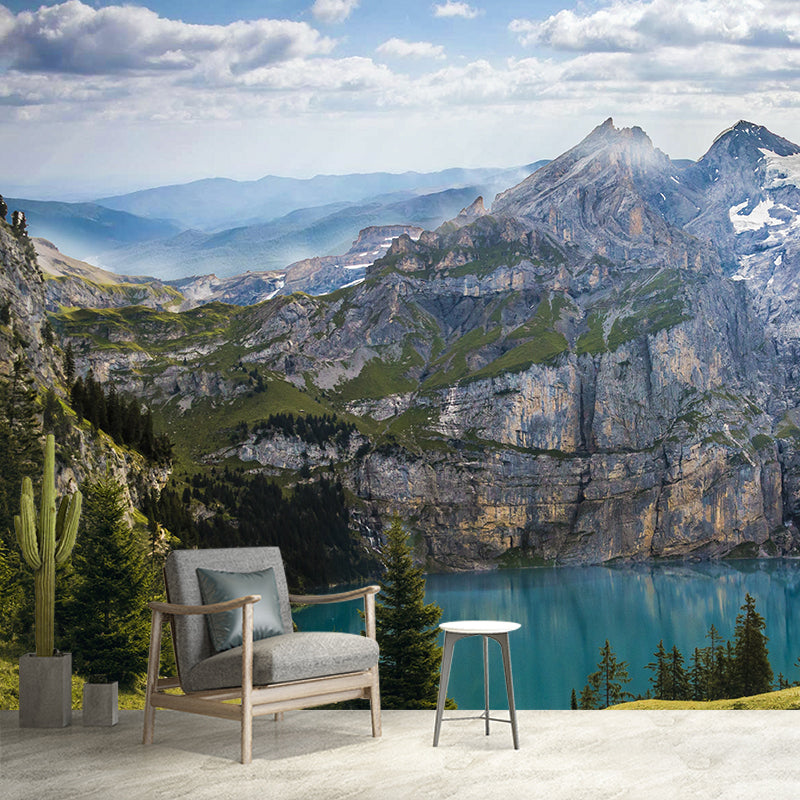 Modern Beautiful Lake Mountain Scenery Mural Wallpaper Used to Decorate Hall