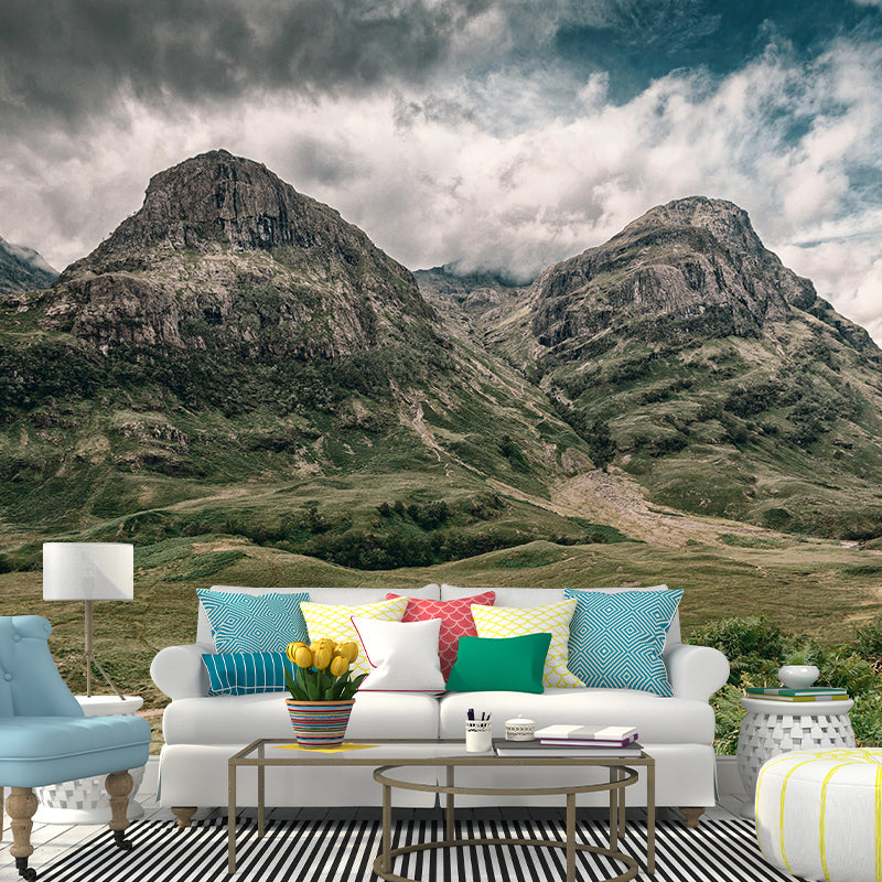 Mountain with Cloud View Mural Contemporary Stain Resistant Wall Murals for Home