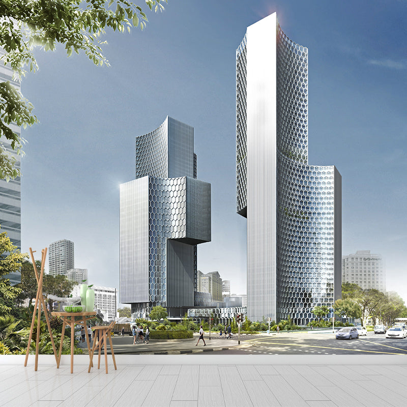 Modern Photographic City View Wall Mural Used to Decorate Living Room and Bedroom