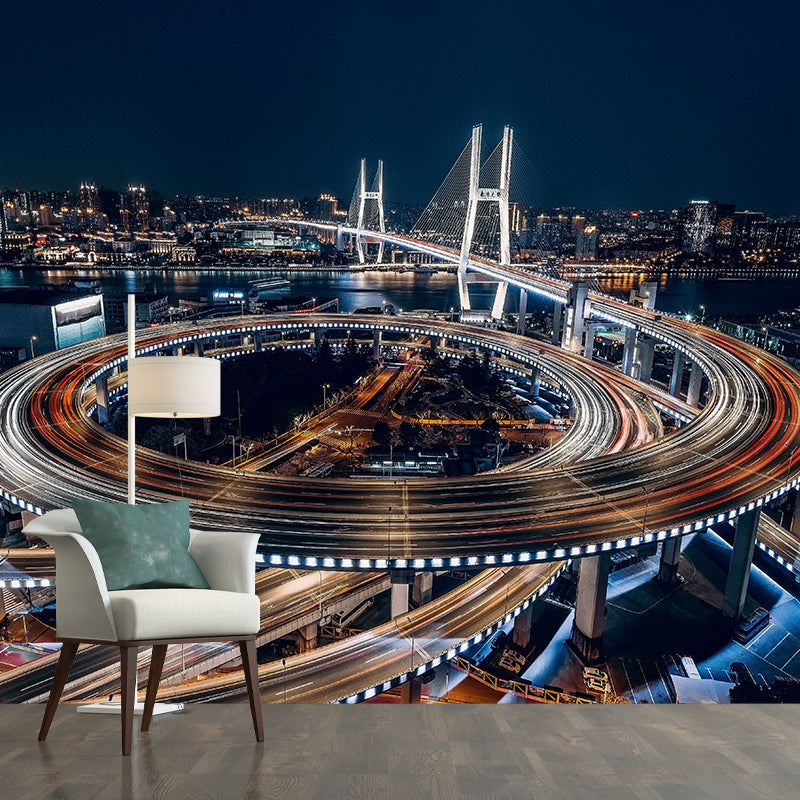 Modern Photographic City View Wall Mural Used to Decorate Living Room and Bedroom