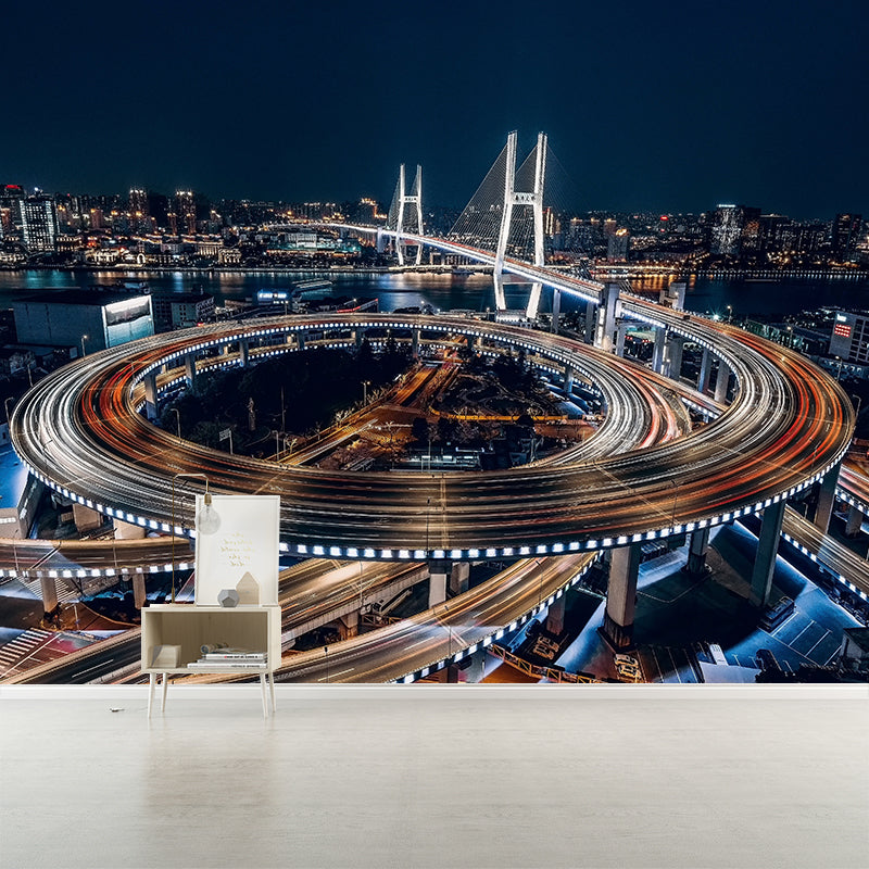 Modern Photographic City View Wall Mural Used to Decorate Living Room and Bedroom