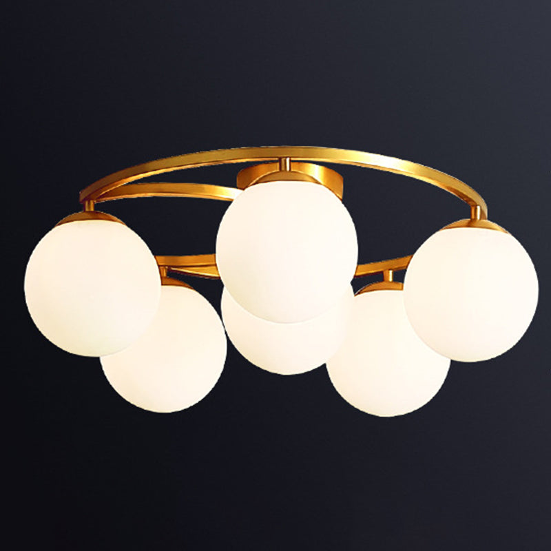 Globe Semi Flush Mount Leuchte Traditionelle Milchglas Deckenleuchten für Wohnzimmer