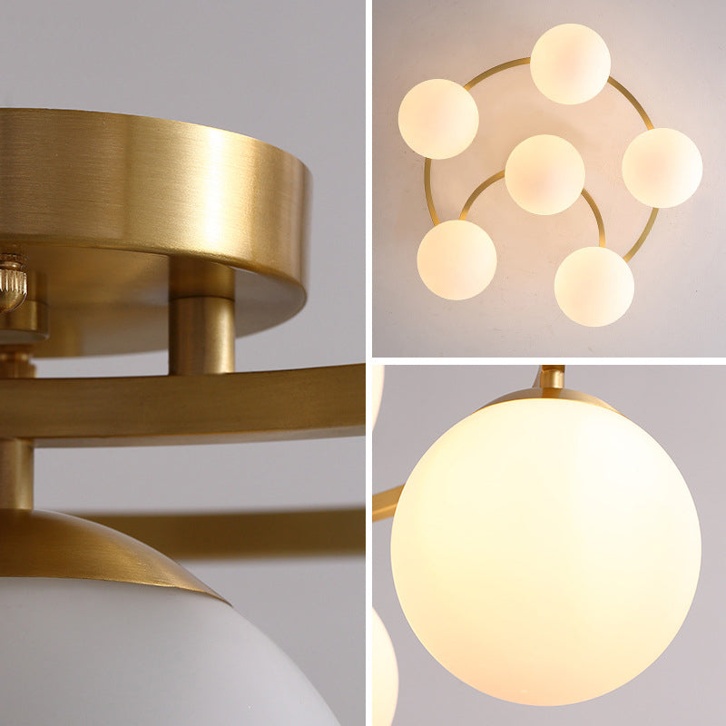 Globe Semi Flush Mount Leuchte Traditionelle Milchglas Deckenleuchten für Wohnzimmer