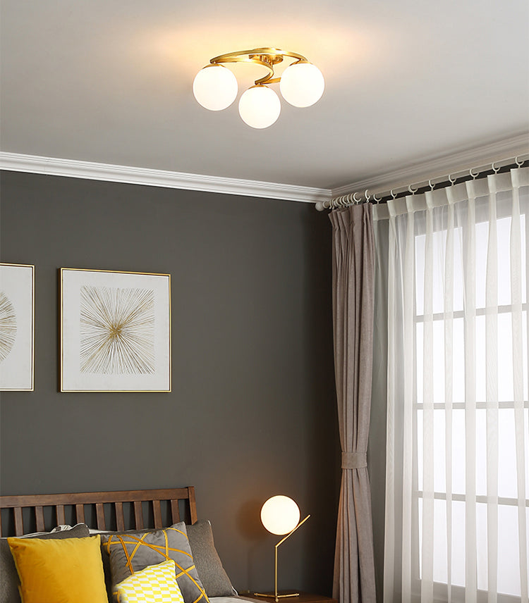 Globe Semi Flush Mount Leuchte Traditionelle Milchglas Deckenleuchten für Wohnzimmer