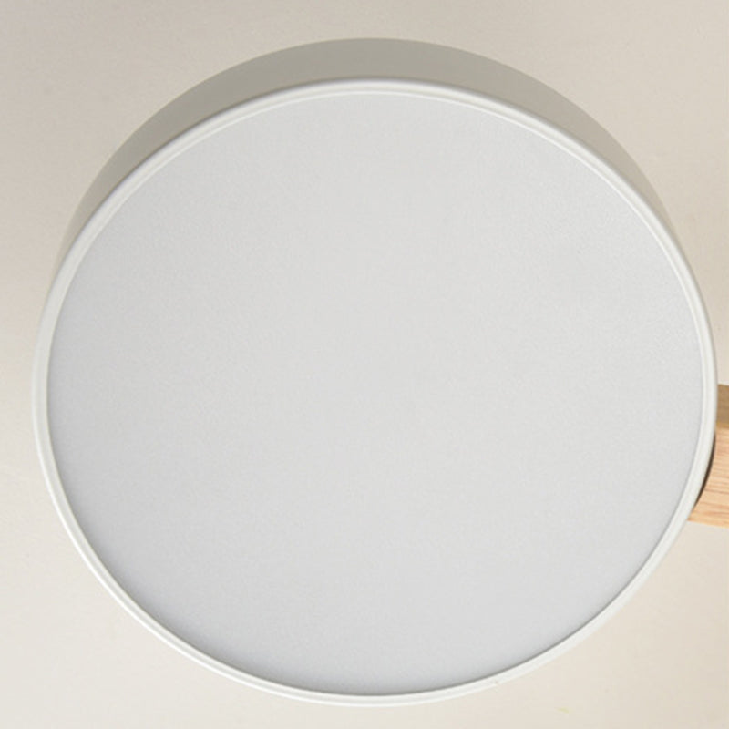 Wooden LED Macaron Ceiling Light in Modern Simplicity Iron Radial Ceiling Fixture with Acrylic Shade